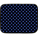 Polka Dots - Royal Blue on Black Fleece Blanket (Mini)