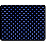 Polka Dots - Royal Blue on Black Double Sided Fleece Blanket (Medium) (Two Sides)
