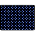 Polka Dots - Royal Blue on Black Double Sided Fleece Blanket (Large) (Two Sides)