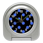 Polka Dots - Royal Blue on Black Desk Alarm Clock