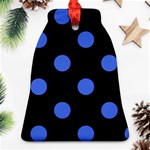 Polka Dots - Royal Blue on Black Bell Ornament (Two Sides)