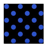 Polka Dots - Royal Blue on Black Tile Coaster