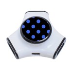 Polka Dots - Royal Blue on Black Portable USB Hub (One Side)