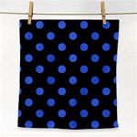 Polka Dots - Royal Blue on Black Face Towel