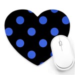 Polka Dots - Royal Blue on Black Heart Mousepad
