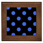Polka Dots - Royal Blue on Black Framed Tile