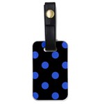 Polka Dots - Royal Blue on Black Luggage Tag (One Side)