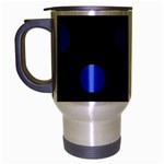 Polka Dots - Royal Blue on Black Travel Mug (Silver Gray)