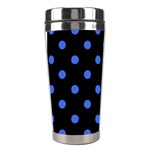 Polka Dots - Royal Blue on Black Stainless Steel Travel Tumbler