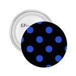 Polka Dots - Royal Blue on Black 2.25  Button