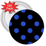Polka Dots - Royal Blue on Black 3  Button (100 pack)