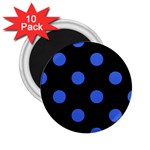 Polka Dots - Royal Blue on Black 2.25  Magnet (10 pack)