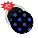 Polka Dots - Royal Blue on Black 2.25  Magnet (100 pack)