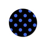 Polka Dots - Royal Blue on Black Magnet 3  (Round)