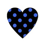 Polka Dots - Royal Blue on Black Magnet (Heart)