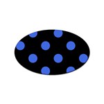 Polka Dots - Royal Blue on Black Sticker Oval (10 pack)