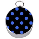 Polka Dots - Royal Blue on Black Silver Compass