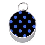 Polka Dots - Royal Blue on Black Silver Compass (Mini)