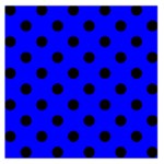 Polka Dots - Black on Blue Large Satin Scarf (Square)