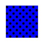 Polka Dots - Black on Blue Small Satin Scarf  (Square)