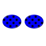 Polka Dots - Black on Blue Cufflinks (Oval)