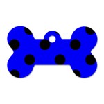 Polka Dots - Black on Blue Dog Tag Bone (One Side)