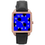 Polka Dots - Black on Blue Rose Gold Leather Watch