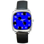 Polka Dots - Black on Blue Square Metal Watch