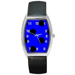 Polka Dots - Black on Blue Barrel Style Metal Watch