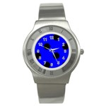 Polka Dots - Black on Blue Stainless Steel Watch