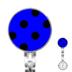 Polka Dots - Black on Blue Stainless Steel Nurses Watch