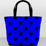 Polka Dots - Black on Blue Bucket Bag