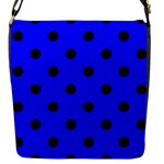 Polka Dots - Black on Blue Flap Closure Messenger Bag (S)
