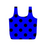 Polka Dots - Black on Blue Full Print Recycle Bag (S)