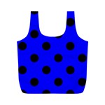 Polka Dots - Black on Blue Full Print Recycle Bag (M)