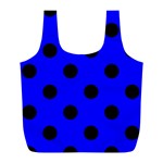 Polka Dots - Black on Blue Full Print Recycle Bag (L)