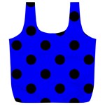 Polka Dots - Black on Blue Full Print Recycle Bag (XL)