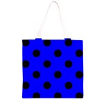 Polka Dots - Black on Blue Grocery Light Tote Bag