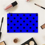 Polka Dots - Black on Blue Cosmetic Bag (M)