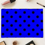 Polka Dots - Black on Blue Cosmetic Bag (XXL)