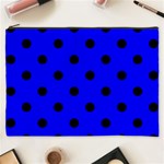 Polka Dots - Black on Blue Cosmetic Bag (XXXL)