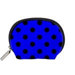 Polka Dots - Black on Blue Accessory Pouch (Small)
