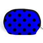 Polka Dots - Black on Blue Accessory Pouch (Medium)
