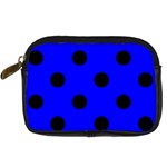 Polka Dots - Black on Blue Digital Camera Leather Case