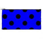 Polka Dots - Black on Blue Pencil Case