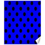 Polka Dots - Black on Blue Canvas 8  x 10 