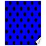 Polka Dots - Black on Blue Canvas 11  x 14 