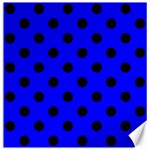 Polka Dots - Black on Blue Canvas 20  x 20 