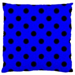 Polka Dots - Black on Blue Large Cushion Case (Two Sides)