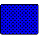 Polka Dots - Black on Blue Fleece Blanket (Medium) (One Side)